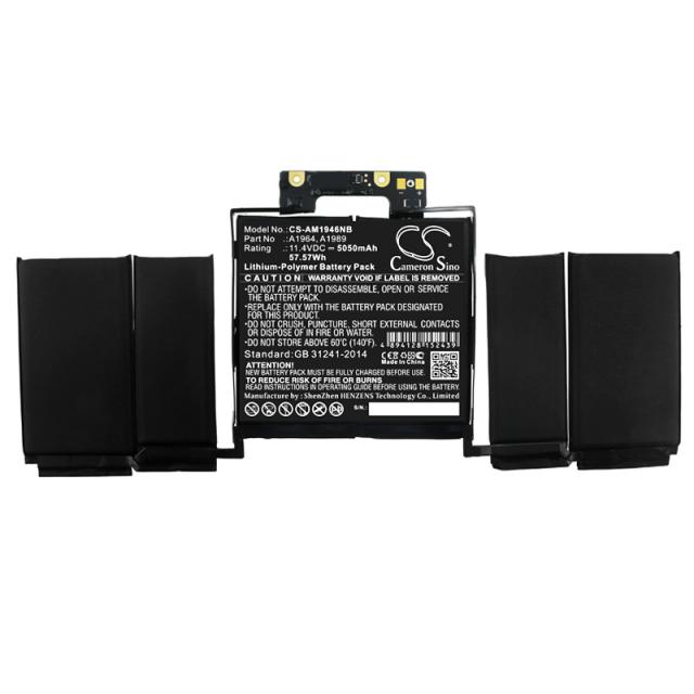 Laptop Battery for  Apple MacBook Pro 2.3 GHZ Core I5(I5-8259U) A1989(EMC 3214) A1964, A1989  LiPo 11.4V 5050mAh CAMERON SINO 