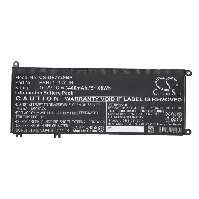 Laptop Battery for DELL G3 15, G5 15 5587, INS 15PD-1863BL, Latitude 15 3590, 33YDH, W7NKD, LiIon 15.2V  3400mAh CAMERON SINO 