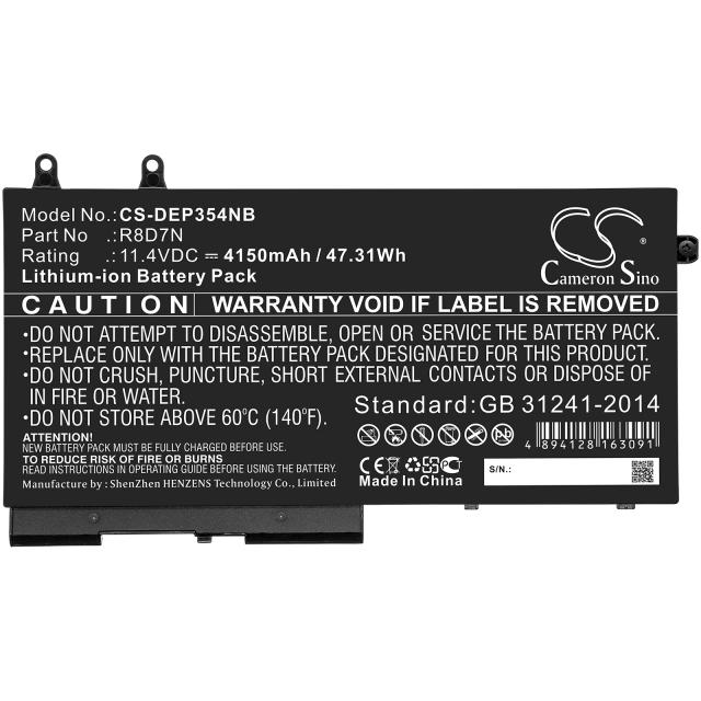 Laptop Battery for DELL Inspiron 7506, LATITUDE 5400, Precision M3540 49HG8 LiIon  11,4V 4100mAh CAMERON SINO 