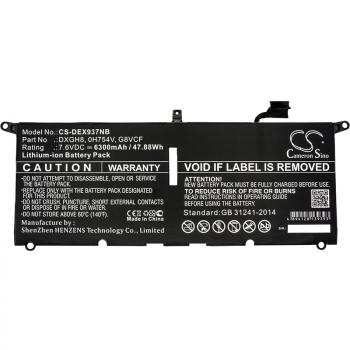Laptop Battery for DELL XPS 13 2018, XPS 13 9370, 0H754V, DXGH8 LiPo 7.6V  6300mAh CAMERON SINO