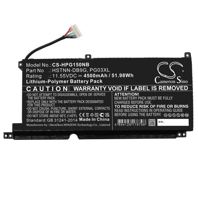 Laptop Battery for HP GAMING PAVILION 15-DK0009NG, Pavilion Gaming 16-A0006NM, HSTNN-DB9G PG03XL LipO 11.55V 4500mAh CAMERON SINO 