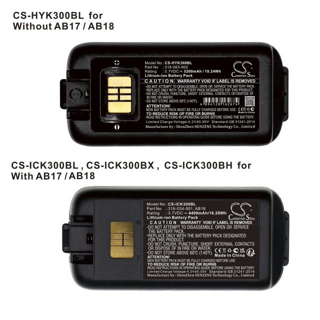 Camera Battery for  barcode scanner Honeywell CK3B; CK65; CK70 318-034-001 LiIon  3.7V 5200mAh Cameron Sino 
