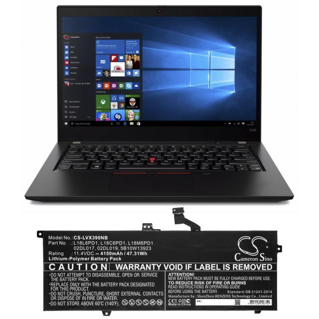 Батерия за лаптоп Lenovo ThinkPad X390 L18C6PD1 L18L6PD1 LiPo 11.4V 4150 mAh CAMERON SINO 