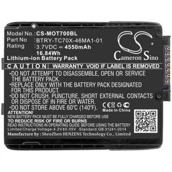 Camera Battery for  barcode scanner Motorola TC70 TC75 82-171249-01  LiIon 3.7V 4550mAh Cameron Sino