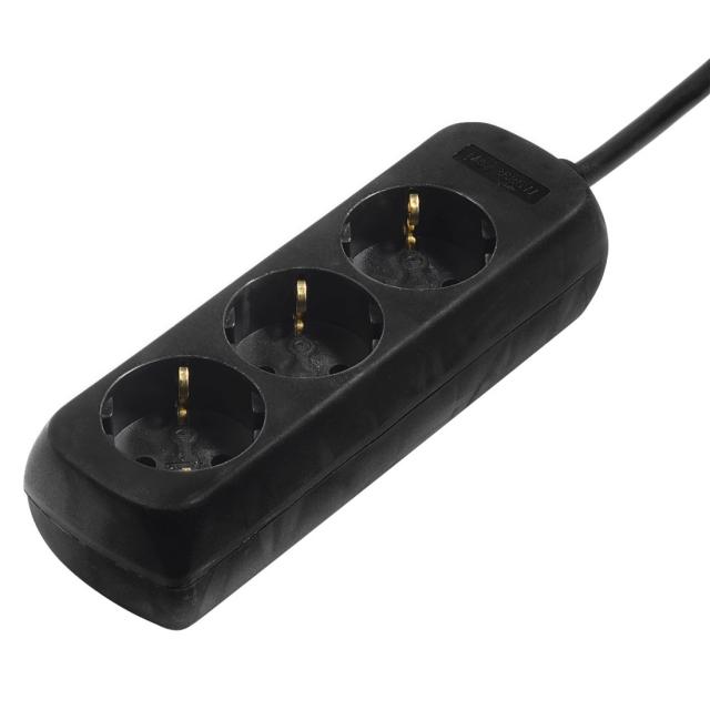Hama 3-Way Power Strip, with Incr. Touch Protect., 1.4 m, black