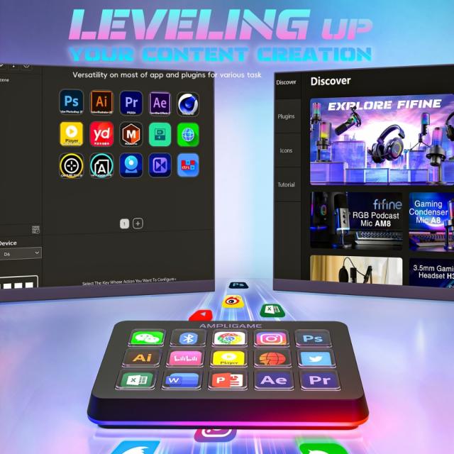 Fifine D6 Stream 15 Customized Keys and Software for Streaming 