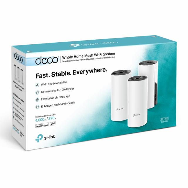 TP-Link Deco M4, AC1200 Whole Home Mesh Wi-Fi System(3-pack) 