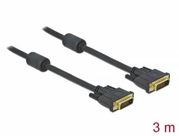 Удължителен кабел Delock, DVI 24+1 мъжко > DVI 24+1 женско, 3 m, Черен