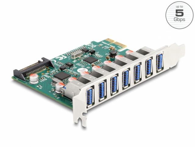 Карта PCI Express x4 Delock към 7 x external USB 5 Gbps Type-A 