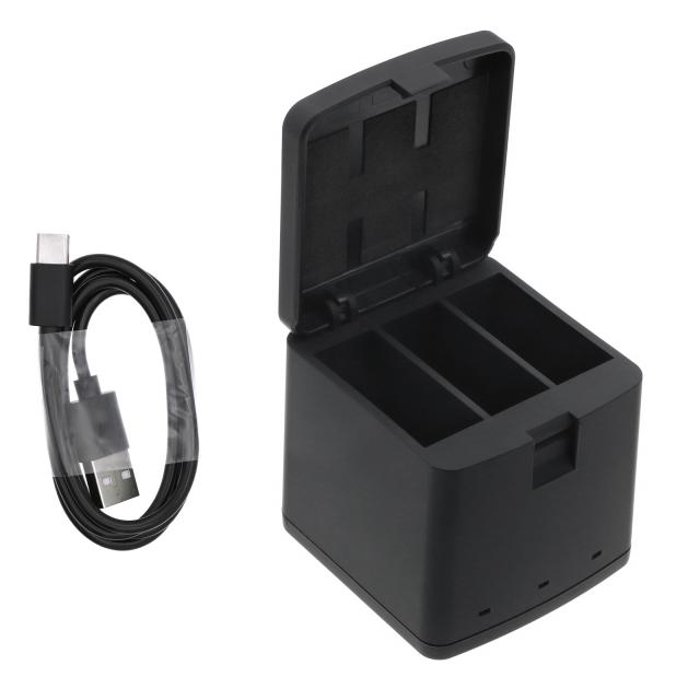 Charger for batteries for camera with three plates GoPro 9/ 10 / 11 / 12 With USB-C Cameron Sino 