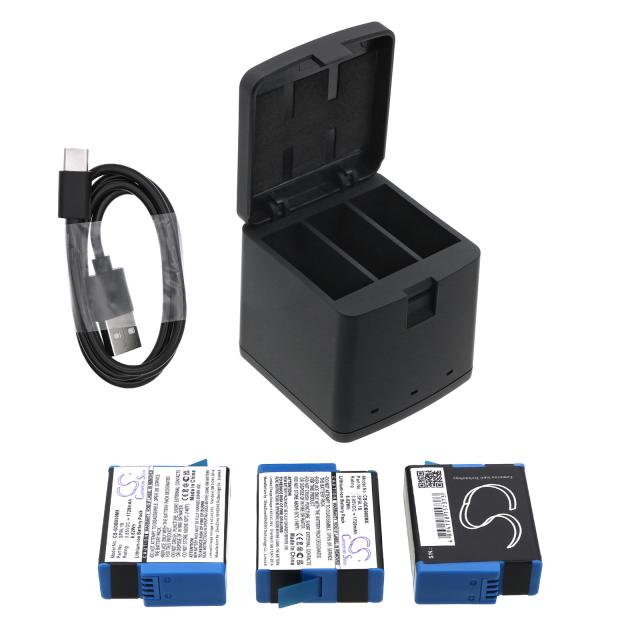 Charger for batteries for camera with three plates GoPro 9/ 10 / 11 / 12 With USB-C Cameron Sino 