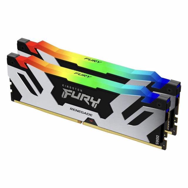 Памет Kingston Fury Renegade Silver/Black RGB 64GB(2x32GB) DDR5 6400MHz CL32 - KF564C32RSAK2-64 
