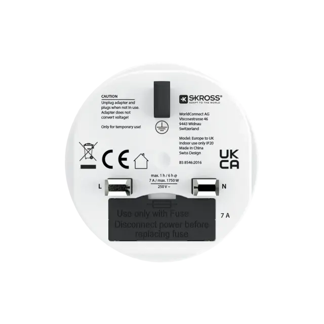 Skross Travel adapter 220V EU to UK 