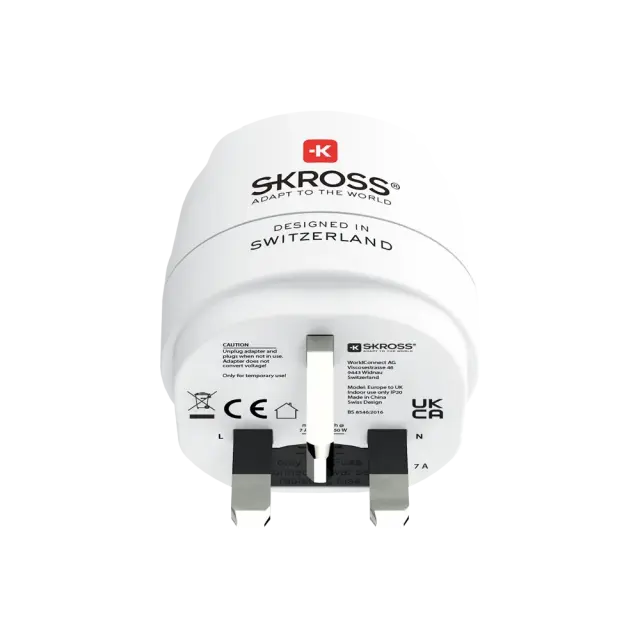 Skross Travel adapter 220V EU to UK 