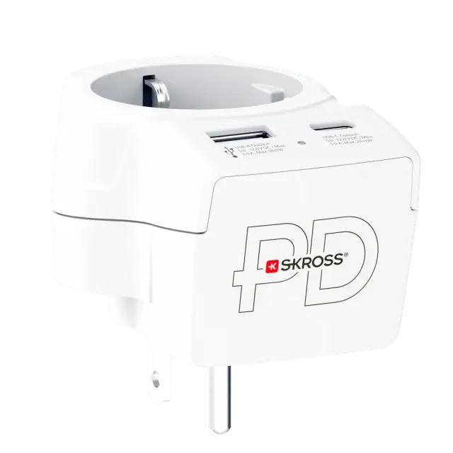 Skross 1500284E Travel adapter Europe to USA+1xUSB A/C, 20W 