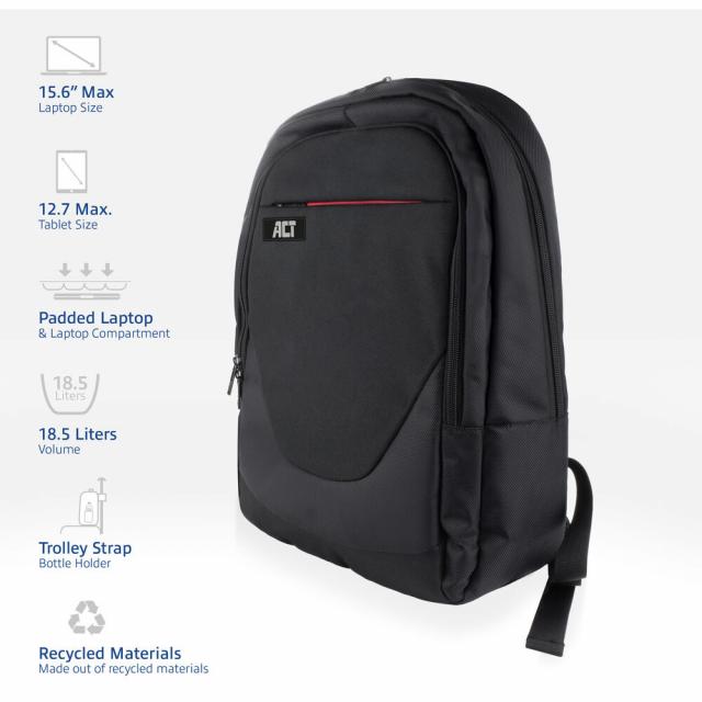 ACT Suburb 15.6" laptop backpack made from recycled plastic bottles 