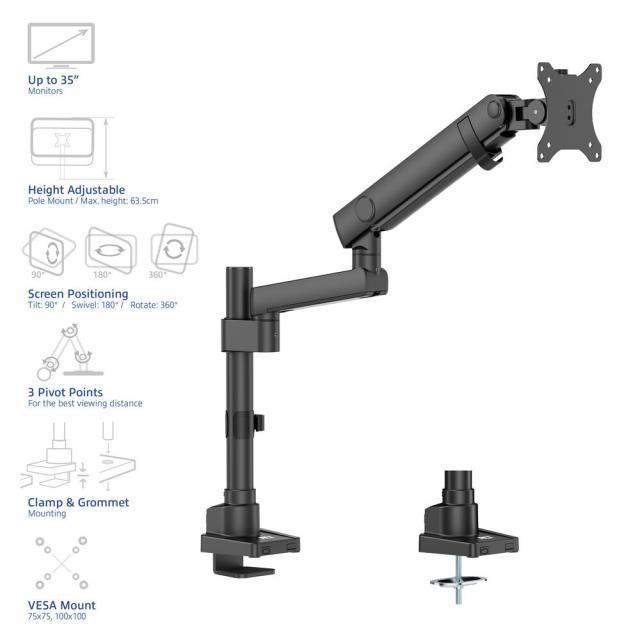 ACT Monitor stand max. 40" with one arm, spring mechanism, up to 12kg 