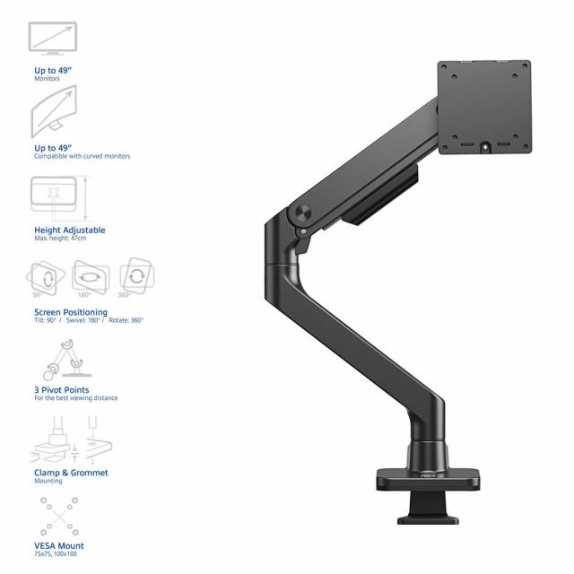 ACT Monitor stand max. 49" with one arm, spring mechanism, up to 20kg 