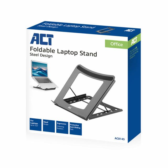 ACT AC8145 Folding Laptop Stand, 5 Positions, Black 