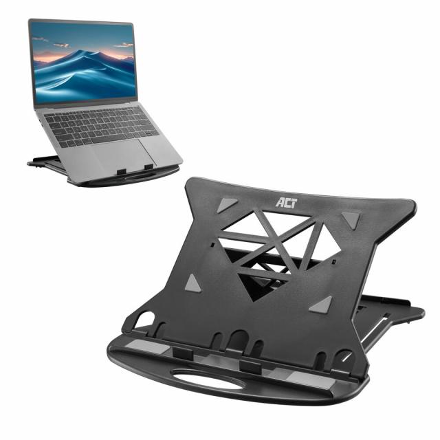Foldable lightweight laptop stand ACT AC8150, 7 positions, Black 