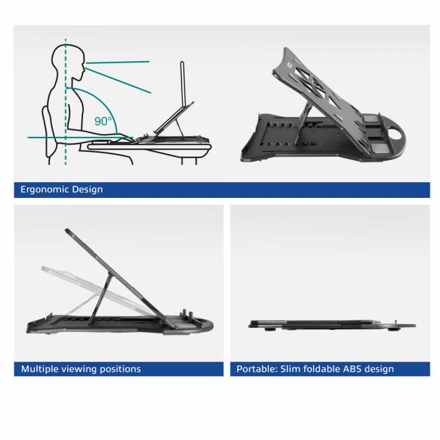 Foldable lightweight laptop stand ACT AC8150, 7 positions, Black 