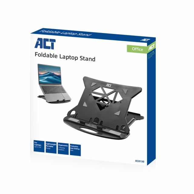 Foldable lightweight laptop stand ACT AC8150, 7 positions, Black 
