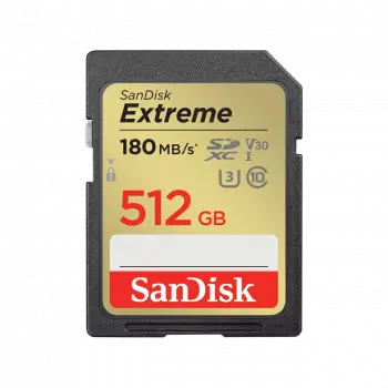 Memory card SANDISK Extreme SDXC 512GB up to 180MB/s & 130MB/s, UHS-I, Class 10, U3, V30