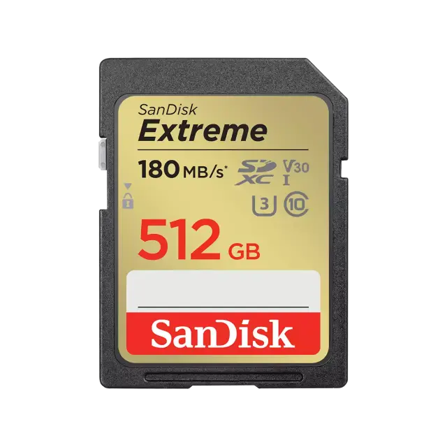 Memory card SANDISK Extreme SDXC 512GB up to 180MB/s & 130MB/s, UHS-I, Class 10, U3, V30 