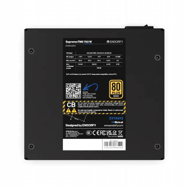 Power Supply Endorfy Supremo FM6 750W 80+ Gold, PCIe 5.1 - Fully Modular 