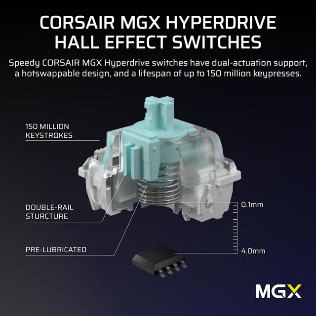 Mechanical Keyboard Corsair Vanguard Pro 96 Hall Effect - Hyperdrive Magnetic Switch 