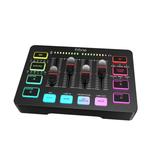 Аудио Миксер FIFINE SC3 RGB Audio Interface - Black 