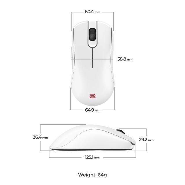 ZOWIE FK2-DW 4K Wireless Mouse for Esports, glossy white 