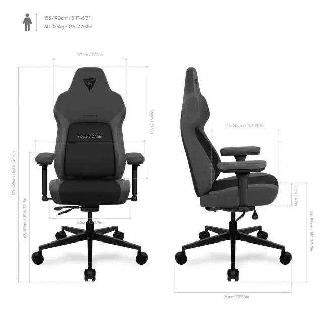 Gaming Chair ThunderX3 CORE Smart Ergonomic Mesh - Black 