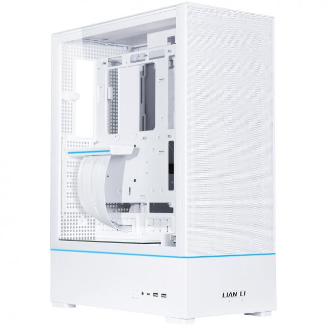 Кутия Lian-Li SUP01W Mid-Tower, Tempered Glass, Бяло 