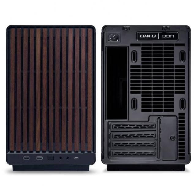 Кутия Lian Li DAN A3-mATX Wood Edition Black, Tempered Glass, Micro Tower 
