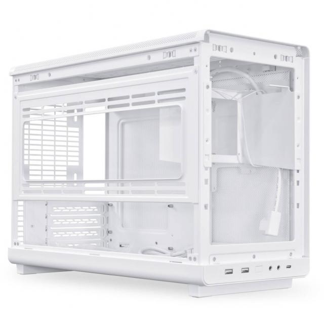 Кутия Lian Li DAN A3-mATX Wood Edition White, Tempered Glass, Micro Tower 
