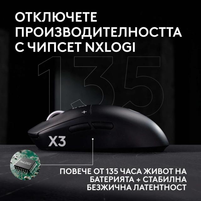 Геймърска мишка Logitech G Pro X3 Superstrike - Midnight Black 