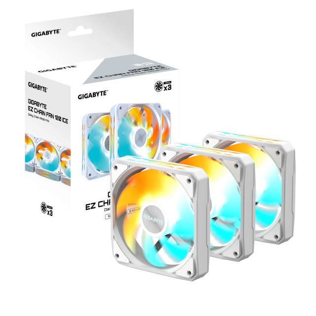 Triple Fans GIGABYTE AORUS EZ CHAIN 120 ICE 3-Pack ARGB 