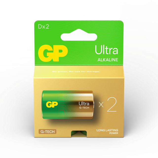 Алкална батерия GP ULTRA LR20 /2 бр. в опаковка/ 1.5V GP-BA-13AU21-SB2 