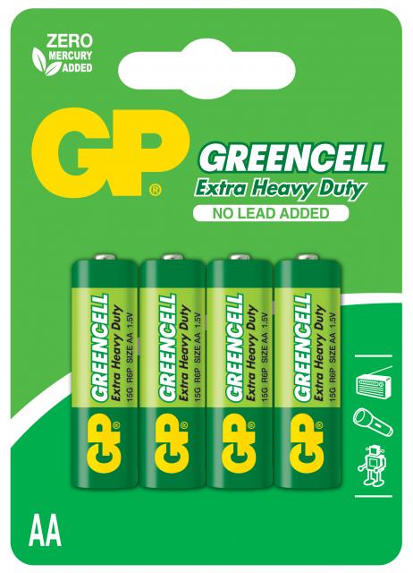 Цинк карбонова батерия GP R6  GREENCELL 15G-U4 /4 бр. в опаковка/ blister 1.5V 