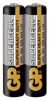 Цинк карбонова батерия GP SUPERCELL R03, AAA, 2 бр. shrink, 1.5V