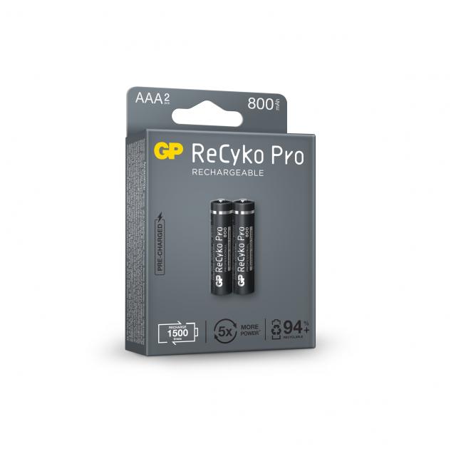 Акумулаторна Батерия GP R03 AAA 800mAh, NiMH, 85AAAHCB-EB2 RECYKO+ PRO, До 1500 цикъла, 2 бр. в опаковка 