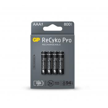 Акумулаторна Батерия GP R03 AAA 800mAh NiMH 85AAAHCB-EB4 RECYKO+ PRO до 1500 цикъла, 4 бр. в опаковка