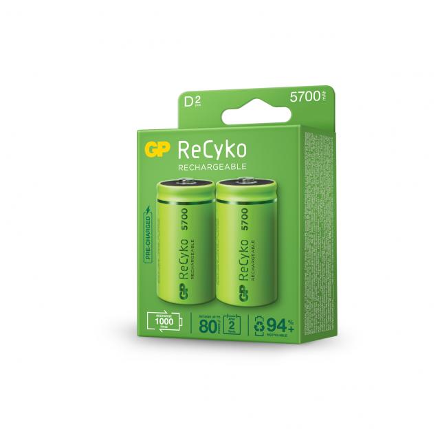 Акумулаторна Батерия GP R20 D 5700mAh NiMH Recyko 2 бр. в опаковка GP 