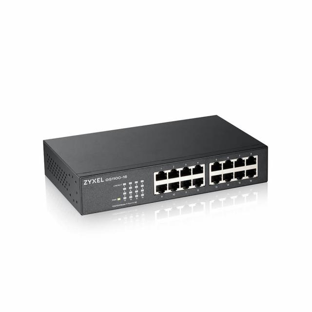 Суич ZYXEL GS1100-16, 16 портов, Gigabit, за монтиране в шкаф 