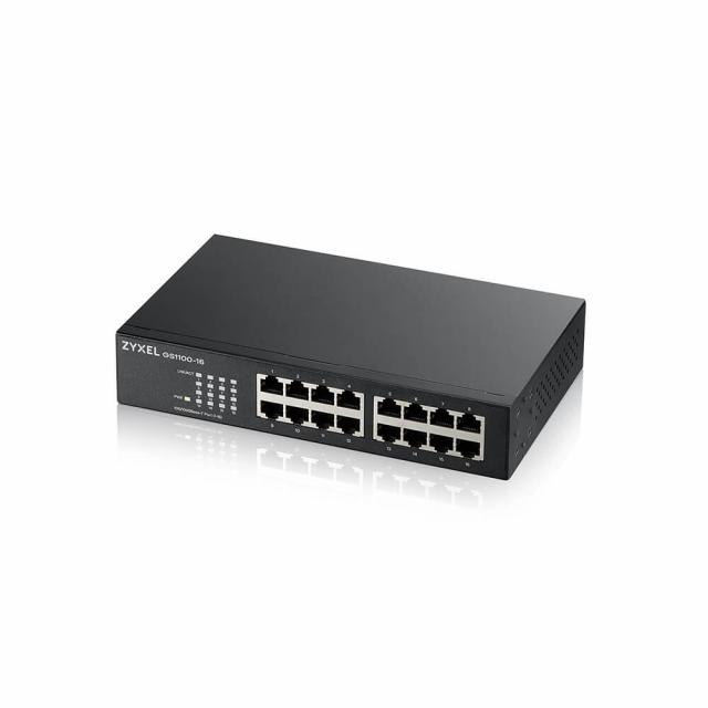 Суич ZYXEL GS1100-16, 16 портов, Gigabit, за монтиране в шкаф 