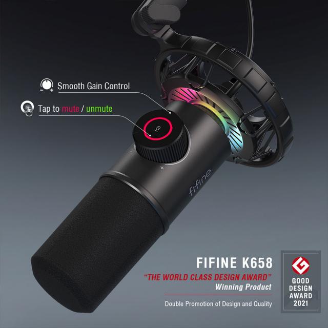 Desktop Microphone FIFINE K658 Dynamic RGB - Black 