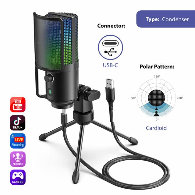 Desktop Microphone FIFINE K669 PRO2 RGB - Black 
