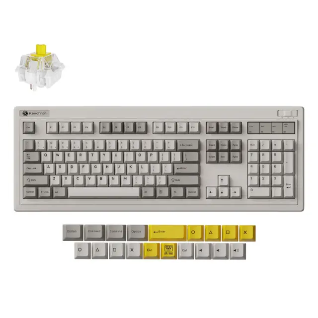 Безжична механичка клавиатура Keychron R6 QMK Retro - Super Banana Switch 
