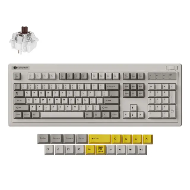 Безжична механичка клавиатура Keychron R6 QMK Retro - Super Brown Switch 